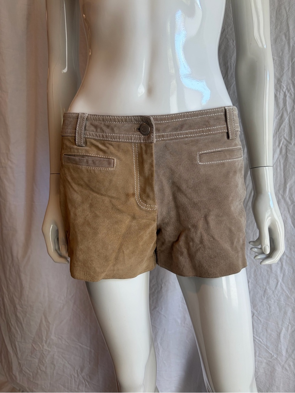 Ann Taylor Two-Tone color block genuine Suede Shorts